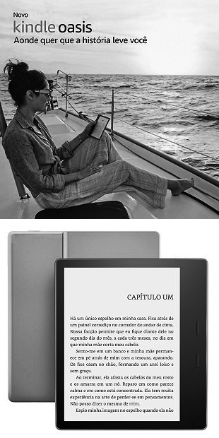 Novo Kindle Oasis, tela de 7” sensível ao toque de alta resolução, à prova d’água, iluminação embutida, Wi-Fi